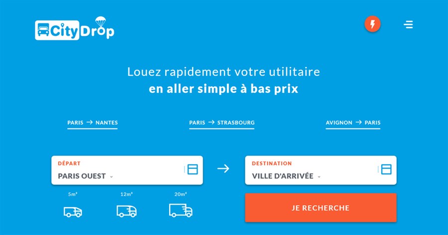 Interface développée pour CityDrop