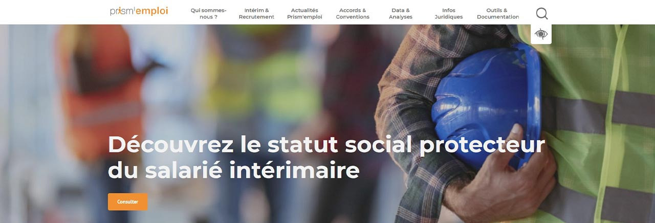 Aperçu du site Prism’Emploi après la refonte opérée par Webnet